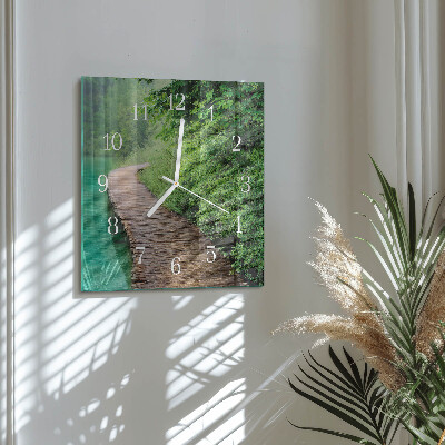 Horloge carrée en verre Jetée en bois