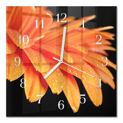Horloge carrée en verre Gerbera