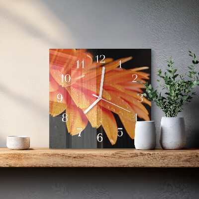 Horloge carrée en verre Gerbera
