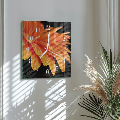 Horloge carrée en verre Gerbera