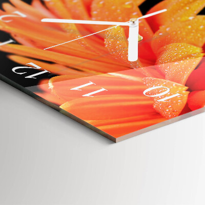 Horloge carrée en verre Gerbera