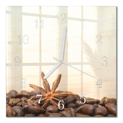 Horloge carrée en verre Café en grains