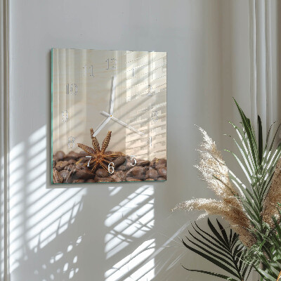 Horloge carrée en verre Café en grains