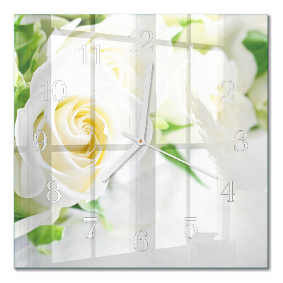 Horloge carrée en verre Roses