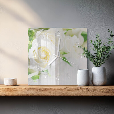 Horloge carrée en verre Roses
