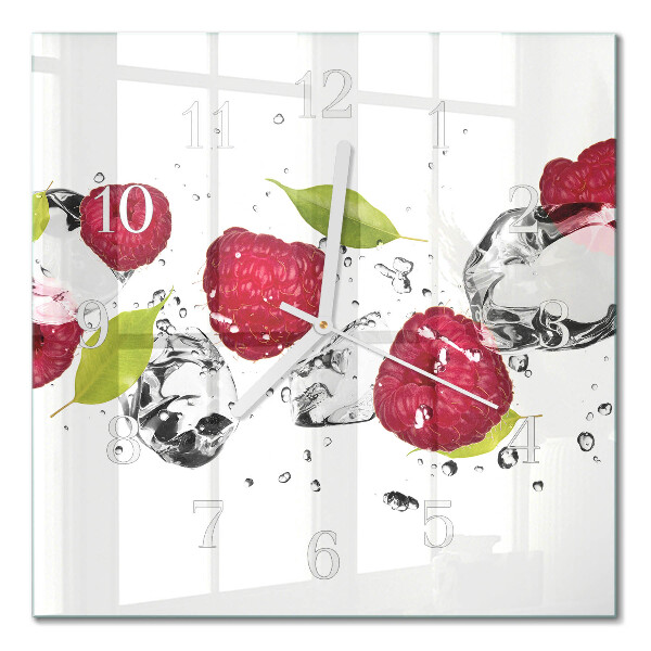 Horloge carrée en verre Framboises