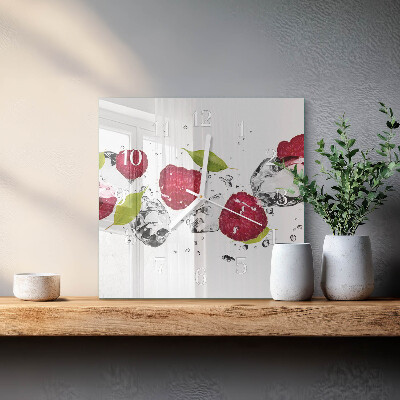 Horloge carrée en verre Framboises
