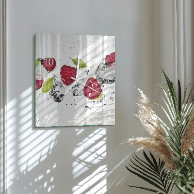Horloge carrée en verre Framboises
