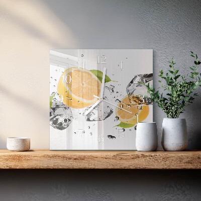 Horloge carrée en verre Agrumes