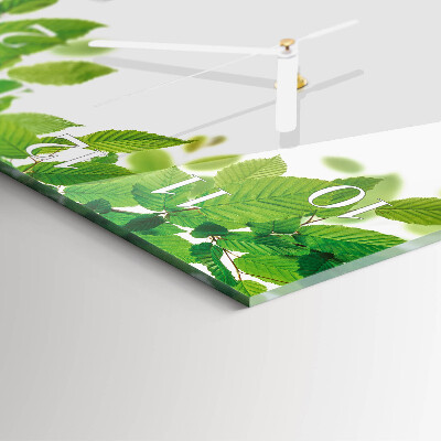 Horloge carrée en verre Feuilles