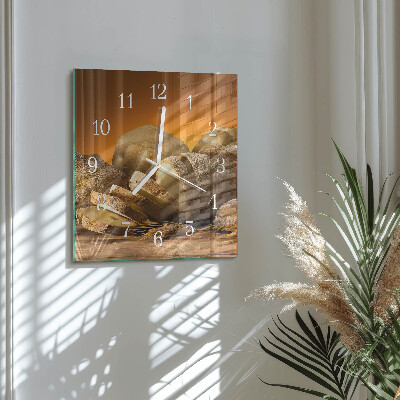 Horloge carrée en verre Pain