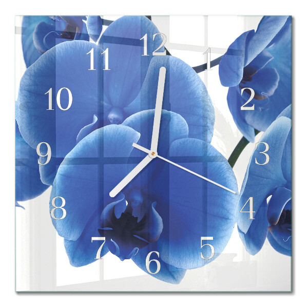 Horloge carrée en verre Orchidée