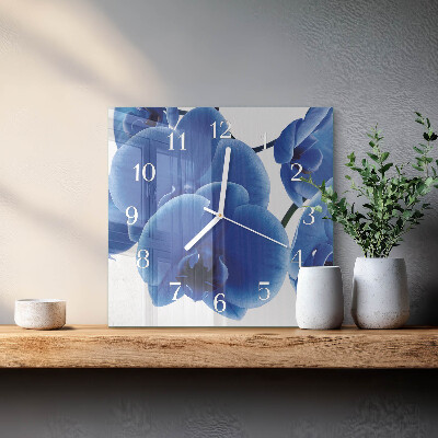 Horloge carrée en verre Orchidée