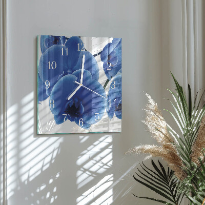 Horloge carrée en verre Orchidée