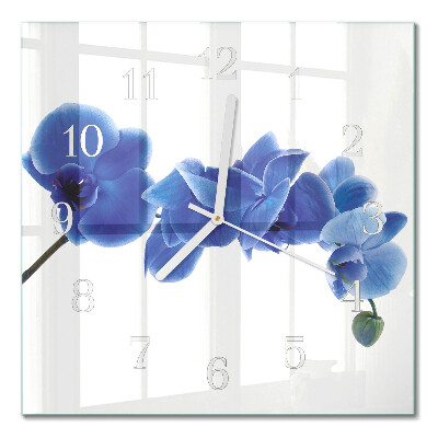 Horloge carrée en verre Orchidée