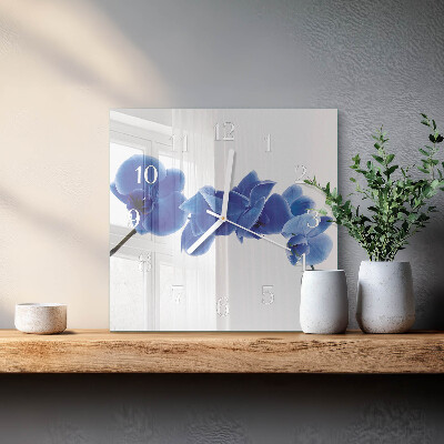 Horloge carrée en verre Orchidée