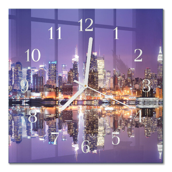 Horloge carrée en verre Ville