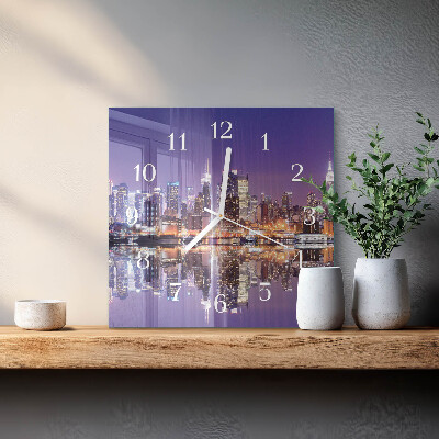 Horloge carrée en verre Ville