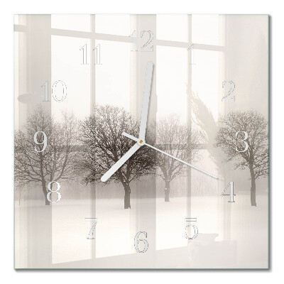 Horloge carrée en verre Hiver