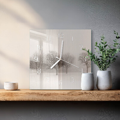 Horloge carrée en verre Hiver