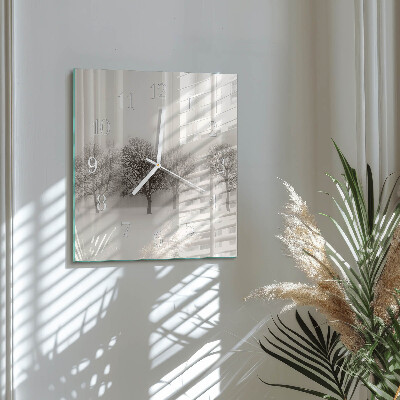 Horloge carrée en verre Hiver