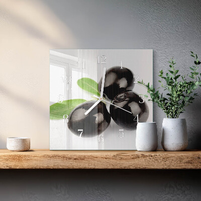 Horloge carrée en verre Olives