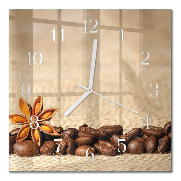 Horloge carrée en verre Café en grains