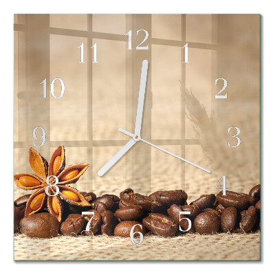 Horloge carrée en verre Café en grains