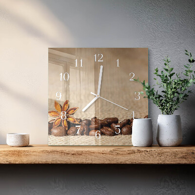 Horloge carrée en verre Café en grains