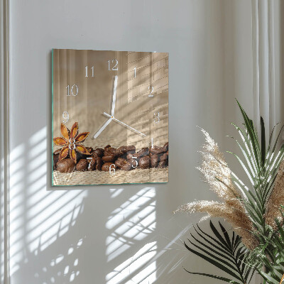 Horloge carrée en verre Café en grains