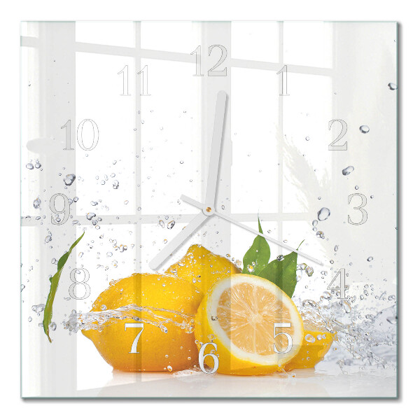 Horloge carrée en verre Citrons