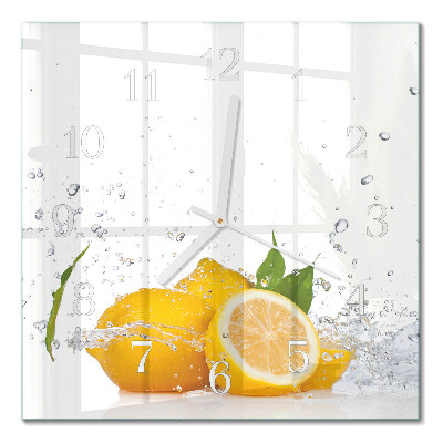 Horloge carrée en verre Citrons