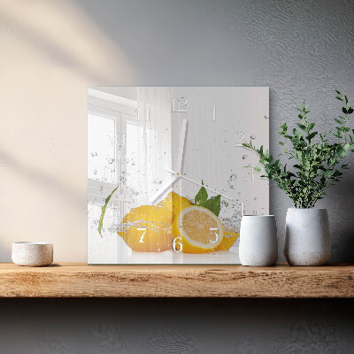 Horloge carrée en verre Citrons