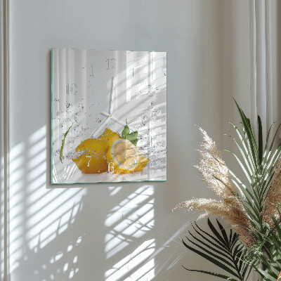 Horloge carrée en verre Citrons