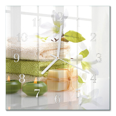 Horloge carrée en verre Savon de spa