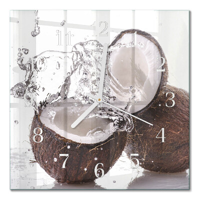 Horloge carrée en verre Noix de coco