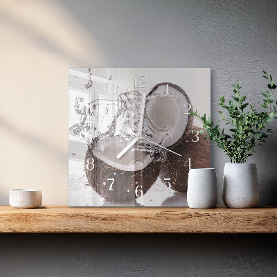 Horloge carrée en verre Noix de coco