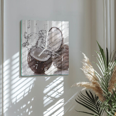 Horloge carrée en verre Noix de coco
