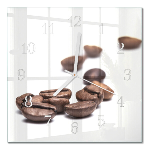 Horloge carrée en verre Café en grains