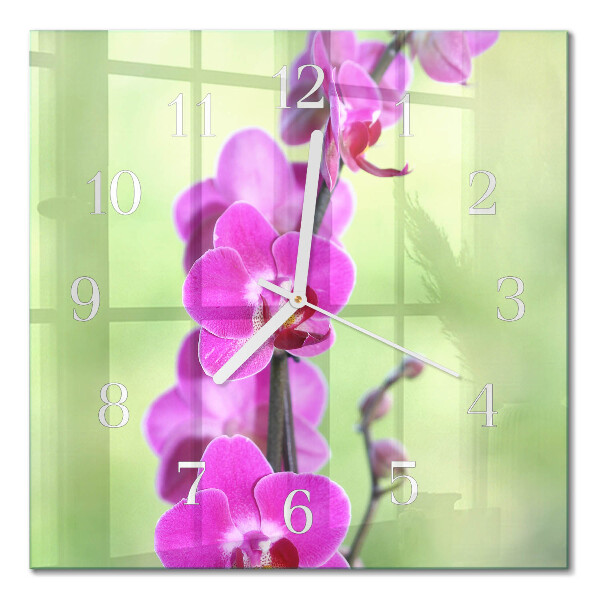 Horloge murale carrée Orchidée