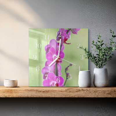 Horloge murale carrée Orchidée