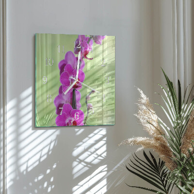 Horloge murale carrée Orchidée