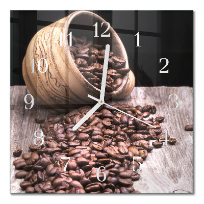 Horloge carrée en verre Café en grains