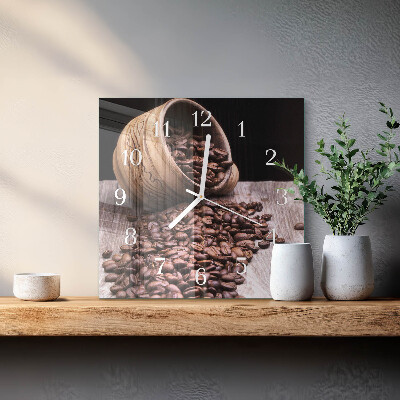 Horloge carrée en verre Café en grains