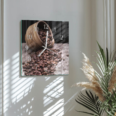 Horloge carrée en verre Café en grains