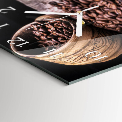 Horloge carrée en verre Café en grains