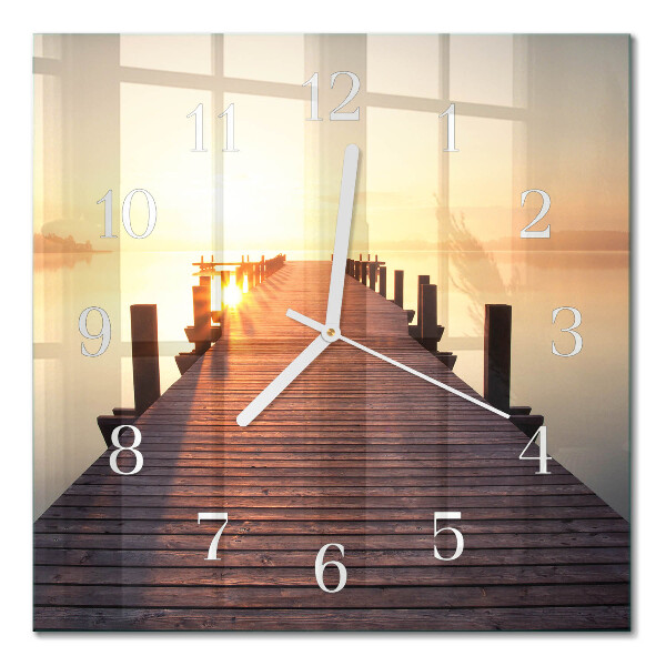 Horloge carrée en verre Pont sur le lac