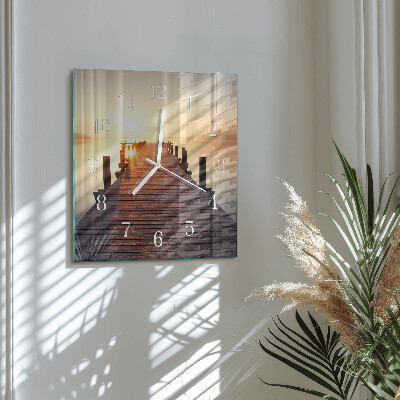 Horloge carrée en verre Pont sur le lac