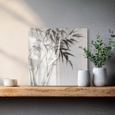 Horloge carrée en verre Bambou
