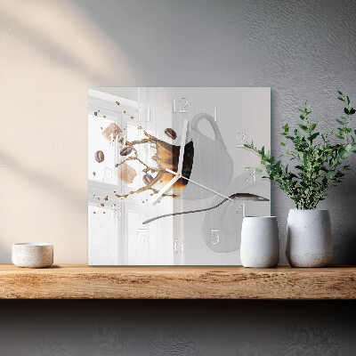 Horloge carrée en verre Tasse